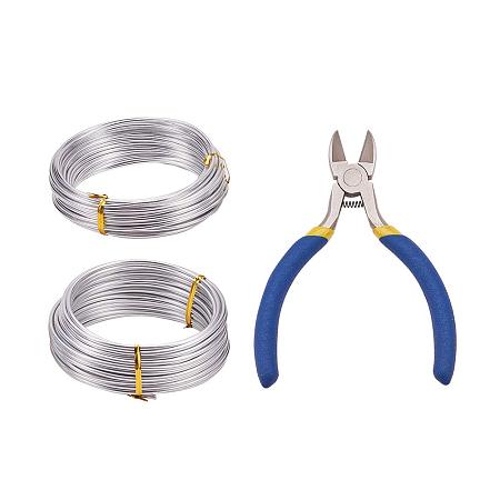 ARRICRAFT Elite 2 Rolls 10m(11 Yards)/Roll 9 10 Gauge Silver Aluminum Wire DIY Craft Wire Jewelry Beading Metal Wire with 1pcs Side-Cutting Plier for DIY Craft Making