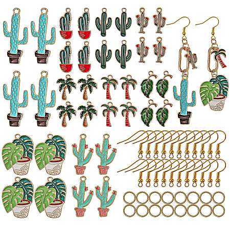 DIY Cactus Dangle Earrings Making Kit, Including Alloy Enamel Pendants, Iron Earring Hooks & Jump Rings, Mixed Color, Pendants: 36pcs/set