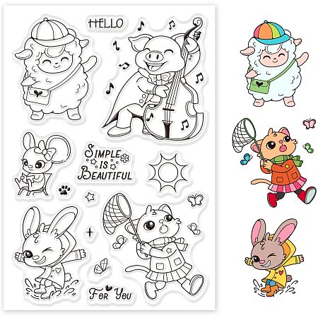 GLOBLELAND Animals Silicone Clear Stamps Transparent Stamps for Birthday Easter Valentine's Day Cards Making DIY Scrapbooking Photo Album Decoration Paper Craft