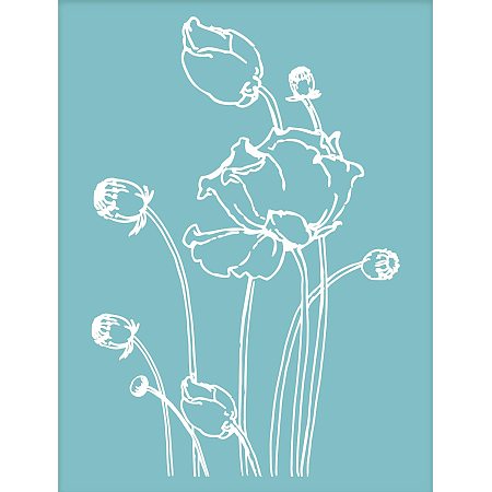 OLYCRAFT Self-Adhesive Silk Screen Printing Stencil Reusable Pattern Stencils Flower Bud for Painting on Wood Fabric T-Shirt Wall and Home Decorations-11x8 Inch