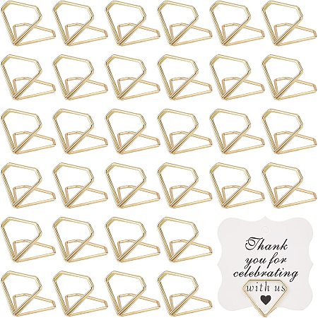 OLYCRAFT 36 Pieces Cute Mini Table Card Holders Diamond Shape Table Card Holders Wedding Table Number Holder Golden Photo Holder Photos Holder Clips for Place Cards Weddings Anniversary Party
