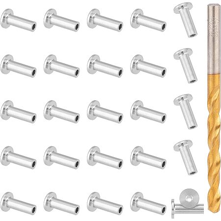UNICRAFTALE 30Pcs Stainless Steel Stemball Swage Dead Ends Drill Bit Invisible Cable Railing Terminal for Wood Stair Deck Drill Bit Hardware Fitting 102x6mm Hole 3.5mm