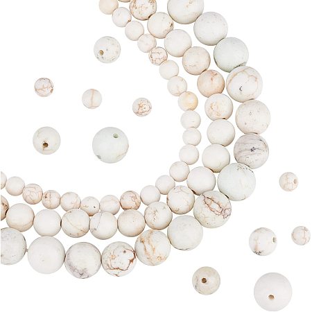 CHGCRAFT 3 Strands Natural Magnesite Beads 8mm 6mm 4mm White Magnesite Beads Round for Jewelry Craft Making