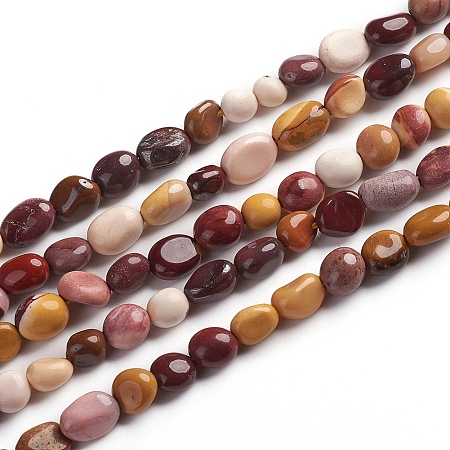 Honeyhandy Natural Mookaite Beads Strands, Tumbled Stone, Nuggets, 6.5~9.5x5.5~7.5x3.5~5.5mm, Hole: 0.8mm, about 50pcs/Strand, 15.67 inch(39.8cm)