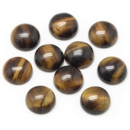 Arricraft 50 Pcs Natural Tiger Eye Stone Cabochons Half Round Flatback Dome Tile Gemstones Beads 12x5mm for Jewelry Making