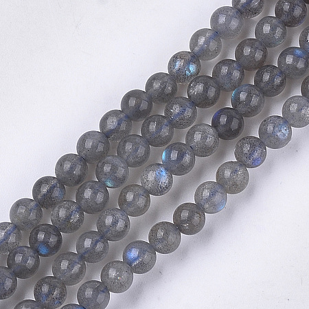 Honeyhandy Natural Labradorite Beads Strands, Grade AB+, Round, 6mm, Hole: 0.8mm, about 62~65pcs/strand, 15.3 inch