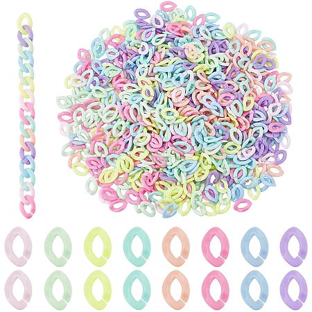 PandaHall Elite Acrylic Linking Rings, 800pcs 8 Colors Oval Quick Link Connectors Open Linking Rings Candy Colors Link Ring for DIY Purse Eyeglass Jean Pocket Chain Lanyard Trouser Chain Phone Strap
