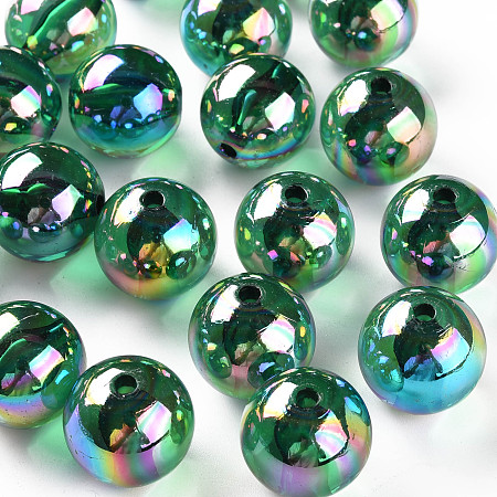 ARRICRAFT Transparent Acrylic Beads, AB Color Plated, Round, Green, 20x19mm, Hole: 3mm, about 111pcs/500g