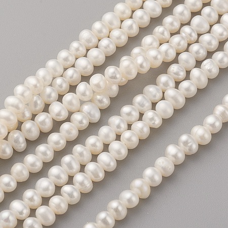 ARRICRAFT Natural Cultured Freshwater Pearl Beads Strands, Potato, Seashell Color, 4~5x3.5~4mm, Hole: 0.5mm, about 88pcs/strand, 14.7 inches(37.5~38cm)
