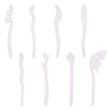 PandaHall Elite 8pcs Clear Hairpin Hair Stick Silicone Molds for Resin Jewelry Resin Hair Pin Making DIY Craft