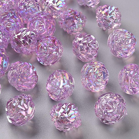 ARRICRAFT Transparent Acrylic Beads, AB Color, Flower, Violet, 18x16.5mm, Hole: 2.5mm, about 228pcs/500g
