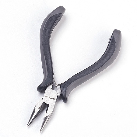 ARRICRAFT 45# Carbon Steel Jewelry Pliers, Chain Nose Pliers, Wire Cutter, Polishing, Black, 12.6x8.55x1.75cm