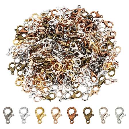 Pandahall Elite 240pcs Lobster Claw Clasps 8 Colors Jewelry Necklace Clasps Zinc Alloy Metal Lobster Clasps Jewelry Fastener Hooks for DIY Necklace Anklet Choker Jewelry Making, 12x6mm