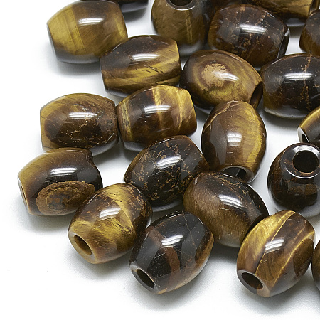 ARRICRAFT Natural Tiger Eye Beads, Large Hole Beads, Barrel, 17~19x15~16mm, Hole: 5.5mm