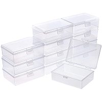 BENECREAT 12 Packs 3.8x2.7x1.3 Inches Clear Plastic Box Containers with Buckle Lids for Beads, Coins, Safety Pins and Other Craft Jewelry Watch Findings