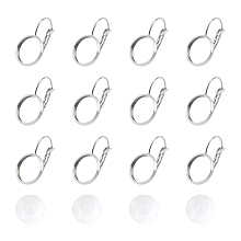 Unicraftale DIY Earring Making Kits, with 304 Stainless Steel Leverback Earring Findings and Transparent Glass Cabochons, Stainless Steel Color, Earring Findings: 21x14mmm, Pin: 0.8mm, 30pcs/box