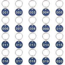 ARRICRAFT 20 Pcs NumberedTags, 001~020 Numbered HangTags Flat Round NumberedTags Alloy Metal KeyTag with Iron Key Ring for Luggage Labels IDTag Number Markers