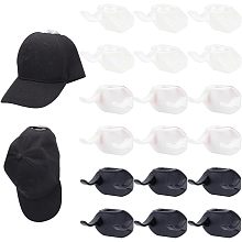 GOMAKERER 18 Pcs 3 Colors Hat Rack, Plastic Adhesive Hat Hooks Minimalist Hat Display Strong Hold Hat Hangers for Baseball Caps, Hat Holder Organizer for Wall, Door, Closet, Office, Bedroom