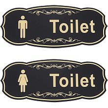 OLYCRAFT 2Pcs 8.7x3.5 Inch Acrylic Toilet Sign Stickers Prussian Blue Men's and Women's Public Toilet Sign for Wall Door Accessories Sign Offices Businesses Restaurants