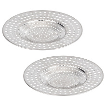 GORGECRAFT 2PCS Durable Floor Drain Filter Shower Drain Hair Catcher Strainer Stainless Steel Drain Protector for Bathroom Bathtub Handbasin and Kitchen, Flat Round