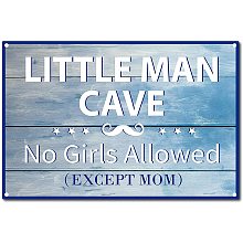 CREATCABIN Metal Tin Sign Man Cave No Girls Allowed Except Mom Retro Vintage Funny Wall Art Mural Hanging Iron Painting for Home Garden Bar Pub Kitchen Living Room Office Garage Plaque 8 x 12inch