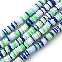 Honeyhandy Handmade Polymer Clay Beads Strands, for DIY Jewelry Crafts Supplies, Heishi Beads, Disc/Flat Round, Lime, 6x0.5~1mm, Hole: 1.8mm, about 290~320pcs/strand, 15.75 inch~16.14 inch(40~41cm)