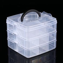 3-Tier Transparent Plastic Bead Containers, Grids Beads Organizer Case for DIY Art Craft, Nail Diamonds, Bead Storage, Rectangle, Clear, 16x15.7x13cm