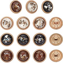 CHGCRAFT 18Pcs 3 Colors 18mm Metal Buttons 1-Hole Round Button Black Brown White Button for Fabrics Crafts DIY Projects