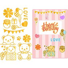 GLOBLELAND 16Pcs Lovely Bear and Honey Hot Foil Plate for DIY Foil Paper and Flower DIY Foil Embossing for Scrapbooking Decor Cards Making Matte Platinum