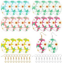 NBEADS 10 Pairs Oval Flower Earring Making Kits, Contains 20 Pcs Resin Flower Pendants, 40 Pcs Earring Hooks and 40 Pcs Jump Rings for Earring Making Jewelry