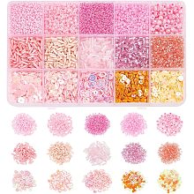 NBEADS 143g Bugle Round Glass Seed Beads, DIY Glass Bugle Beads Disc Plastic Paillette Beads for Jewelry Making Plastic Paillette Beads for Necklace Bracelet Craft, DIY Beads Jewelry Making, Deep Pink