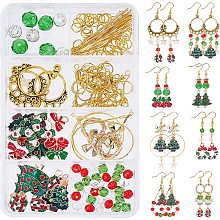 SUNNYCLUE 1 Box DIY 8 Pairs Christmas Enamel Charms Christmas Tree Charms Earring Making Kit Jingle Bell Charms for Jewelry Making Czech Faceted Glass Beads Chandelier Charms for Earrings Craft