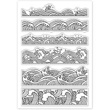 GLOBLELAND Ocean Waves Borders Clear Stamps Transparent Silicone Stamp Seal for Card Making Decoration and DIY Scrapbooking