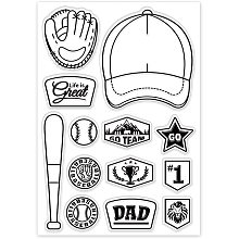 GLOBLELAND Baseball Cap Clear Stamps Baseball Sport Silicone Clear Stamp Seals for Cards Making DIY Scrapbooking Photo Journal Album Decoration