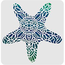 FINGERINSPIRE Starfish Stencils Template 11.8x11.8inch Plastic Mandala Starfish Drawing Painting Stencils Square Reusable Stencils for Painting on Wood, Floor, Wall and Tile