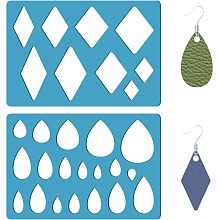 GORGECRAFT 2 Styles Teardrop Earring Template Reusable Diamond Jewelry Shape Templates Geometric Stencils Leather Earring Acrylic Cutting Stencil for Bracelets Earrings DIY Crafts Making 3.5 x 5.1