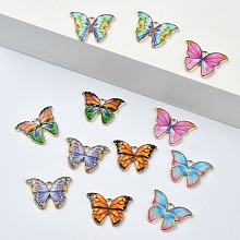 Honeyhandy 12Pcs 6 Colors Light Gold Tone Alloy Enamel Pendants, Butterfly Charm, Mixed Color, 16x22x1.5mm, Hole: 2x1.5mm, 2pcs/color