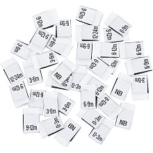 NBEADS 280 Pcs Clothing Month Labels, 7 Styles Clothing Size Labels Embroidered Labels Tags Rectangle White Polyester Garment Accessories for Clothing Sewing Sew on Clothes