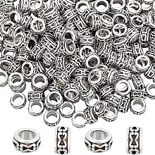 SUNNYCLUE 1 Box 200Pcs Tibetan Style European Large Hole Rondelle Spacer Beads Alloy Beads 0.24inch in Diameter with 0.14inch Hole Hollow Tube Bead for DIY Necklace Bracelets, Silver