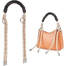 WADORN Braided Purse Handle Strap, 33.3 Inch Short Handbag Strap Replacement Crochet Tote Bag Top Handle Nylon Woven Satchel Handle with O-Ring Clasp for Crochet Bags Beach Bag