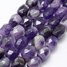 Honeyhandy Natural Amethyst Beads Strands, Faceted, Column, 12~20x10~16mm, Hole: 1mm, about 21~23pcs/strand, 15.3 inch(39cm)