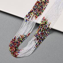 Transparent Gradient Color Glass Beads Strands, Segmented Multi-color Beads, Faceted Round, Clear, 2mm, Hole: 0.5mm, about 205pcs/strand, 14.37''(36.5cm)