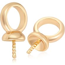 Beebeecraft 50Pcs/Box Eye Pin Bail Peg Pendants 18K Gold Plated Screw Eye Pinch Bails for Half Drilled Beads Jewelry Making Findings, Pin: 0.5mm