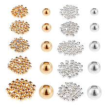 PandaHall Elite 300Pcs 5 Style Brass Spacer Beads, Long-Lasting Plated, Round, Platinum & Golden, 2.3~6x2~5.5mm, Hole: 1~2mm, 30pcs/color