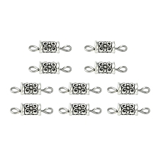 Honeyhandy Tibetan Style Alloy Connector Charms, Column Links with 304 Stainless Steel Double Loops, Antique Silver & Stainless Steel Color, 14.5x4.5mm, Hole: 2mm