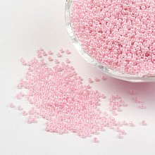 Honeyhandy 12/0 Grade A Round Glass Seed Beads, Ceylon, Pink, 2x1.5mm, Hole: 0.5mm, about 45000pcs/pound