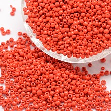 Honeyhandy 8/0 Glass Seed Beads, Grade A, Round, Opaque Colours, Red, 2.8~3.2mm, Hole: 1.0mm, about 15000pcs/pound