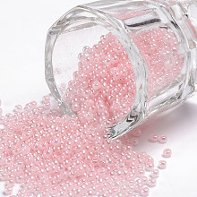 Honeyhandy 12/0 Grade A Round Glass Seed Beads, Ceylon, Pink, 2x1.5mm, Hole: 0.7mm, about 48500pcs/pound