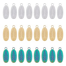 DICOSMETIC 24Pcs 3 Colors 201 Stainless Steel Pendants, Oval with Tree, Mixed Color, 24x9.5x1.5mm, Hole: 2.5mm, 8pcs/color