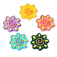 Honeyhandy Translucent Acrylic Pendants, 3D Printed, Flower, Mixed Color, 33.5x34x3mm, Hole: 1.2mm